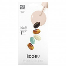 Edgeu, Гелевые обертывания для ногтей Perfect, ENA212, шоколадная конфета с черным сахаром, набор из 16 полосок