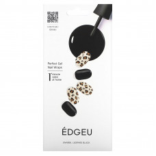 Edgeu, Гелевые обертывания для ногтей Perfect, ENA906, черный леопард, набор из 16 полосок