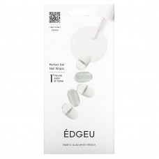 Edgeu, Perfect Gel Nail Wraps, ENT814, белый лак для ногтей, набор из 16 полосок