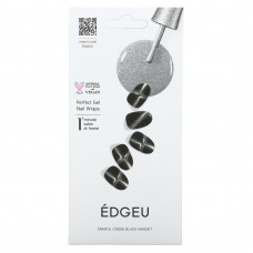 Edgeu, Гелевые обертывания для ногтей Perfect, ENA916, черный магнит, набор из 16 полосок