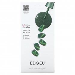 Edgeu, Гелевые обертывания для ногтей Perfect, ENA719, с зеленым магнитом, набор из 16 полосок