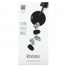 Edgeu, Гелевые обертывания для ногтей Perfect, ENA918, Zebra Neon Glow, набор из 16 полосок