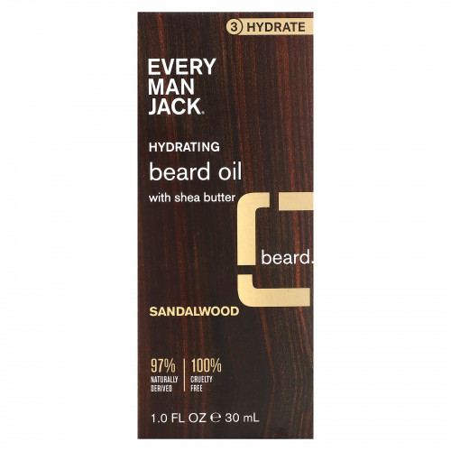 Every Man Jack, Увлажняющее масло для бороды с маслом ши, сандаловое дерево, 30 мл (1 жидк. Унция)