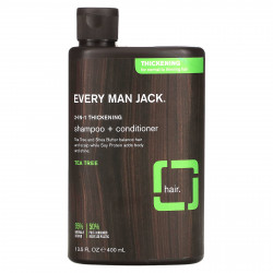 Every Man Jack, 2-в-1, шампунь и кондиционер для густоты волос, для нормальных и тонких волос, чайное дерево, 400 мл (13,5 жидк. Унции)