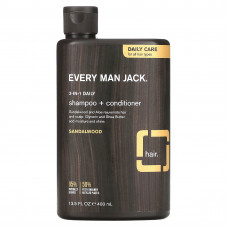 Every Man Jack, Ежедневный шампунь и кондиционер 2-в-1, для всех типов волос, сандаловое дерево, 400 мл (13,5 жидк. Унции)