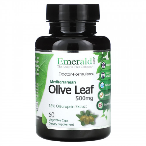 Emerald Laboratories, Листья средиземноморской оливы, 500 мг, 60 растительных капсул