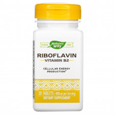 Nature's Way, рибофлавин, витамин В2, 400 мг, 30 таблеток