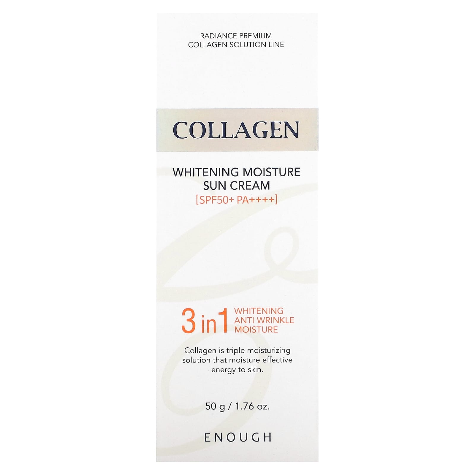 Enough, Collagen, отбеливающий увлажняющий солнцезащитный крем, SPF 50+ PA ++++, 50 г (1,76 унции)