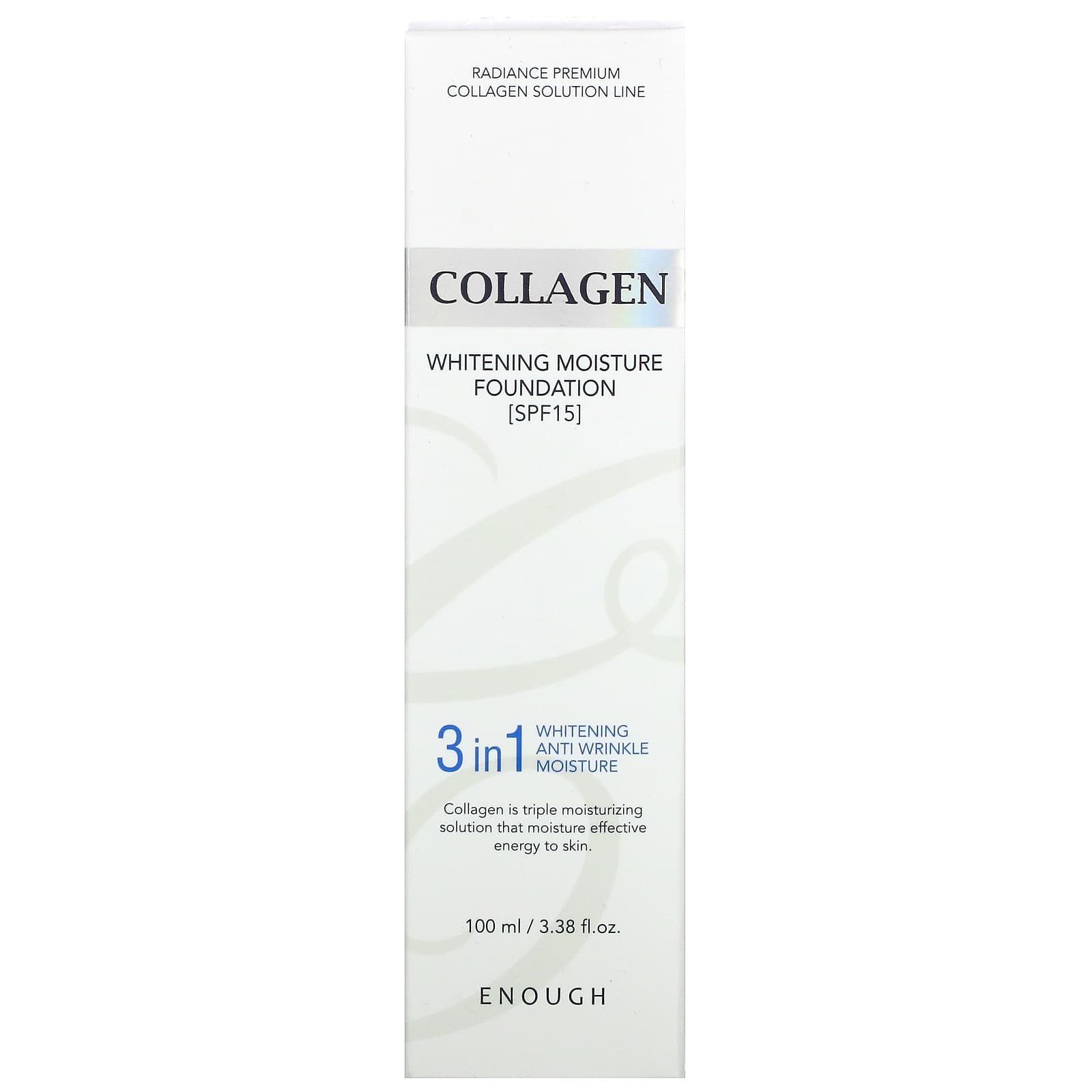 Enough, Collagen, отбеливающая увлажняющая основа, SPF 15, No 21, 100 мл (3,38 жидк. Унции)