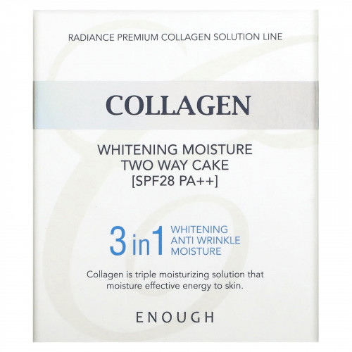 Enough, Collagen, Whitening Moisture Two Way Cake, SPF 28 PA ++, # 21, 26 г