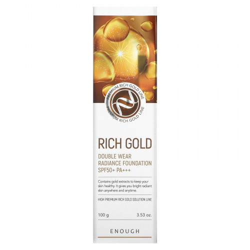 Enough, Rich Gold, тональная основа для двойного сияния кожи, SPF50 + PA +++, # 23, 100 г (3,53 унции)