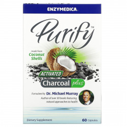 Enzymedica, Purify, активированный уголь, 60 капсул