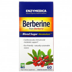 Enzymedica, берберин для метаболизма сахара в крови, 60 капсул целенаправленного действия
