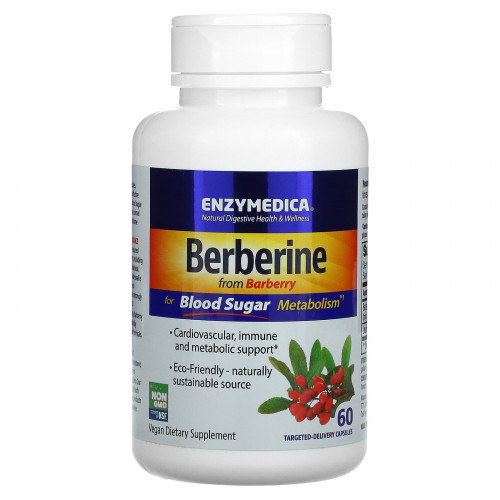 Enzymedica, берберин для метаболизма сахара в крови, 60 капсул целенаправленного действия