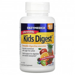 Enzymedica, Kids Digest, жевательные пищеварительные ферменты, фруктовый пунш, 90 жевательных таблеток