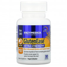 Enzymedica, GlutenEase, добавка для переваривания глютена с повышенной силой действия, 30 капсул