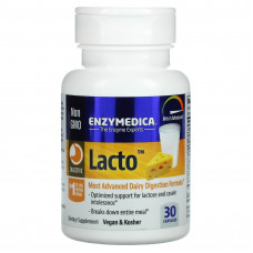 Enzymedica, Lacto, формула для переваривания молочных продуктов последнего поколения, 30 капсул