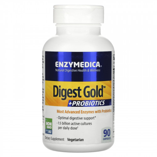 Enzymedica, Digest Gold + пробиотики, 90 капсул