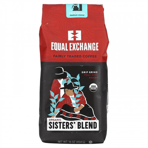 Equal Exchange, Organic Sisters 'Blend, капельный помол, полноценная городская обжарка, 454 г (16 унций)