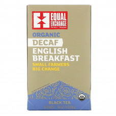 Equal Exchange, Organic Decaf English Breakfast, черный чай, 20 чайных пакетиков, 40 г (1,41 унции)