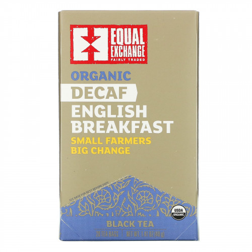 Equal Exchange, Organic Decaf English Breakfast, черный чай, 20 чайных пакетиков, 40 г (1,41 унции)