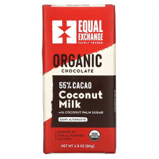 Equal Exchange, органический шоколад с кокосовым молоком и кокосовым сахаром, 55% какао, 80 г (2,8 унции)