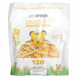 Coromega, Для детей, омега-3, тропический апельсин и витамин D, 120 капсул на одну порцию, по 2,5 г