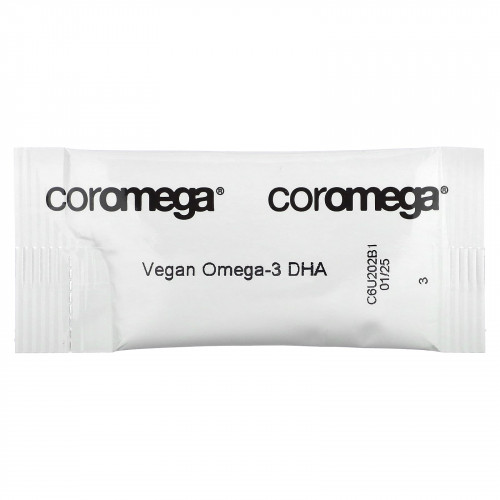 Coromega, Vegan DHA Max, апельсин, 60 индивидуальных пакетиков по 2,5 г