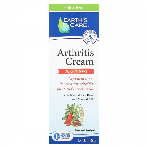 Earth's Care, крем от артрита, высокая эффективность, 68 г (2,4 унции)