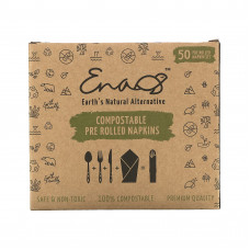 Earth's Natural Alternative, Compostable Pre Rolled Napkins with Knife, Fork and Spoon, 50 Rolls