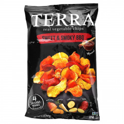 Terra, настоящие овощные чипсы, сладкие и с дымком для барбекю, 141 г (5,02 унции)