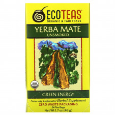 EcoTeas, Yerba Mate, некопченный, зеленая энергия, 24 чайных пакетика, 48 г (1,7 унции)