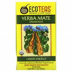 EcoTeas, Yerba Mate, некопченный, зеленая энергия, 24 чайных пакетика, 48 г (1,7 унции)