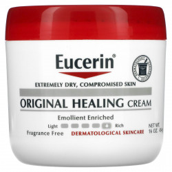 Eucerin, оригинальный заживляющий крем для очень сухой и поврежденной кожи, без отдушек, 454 г (16 унций)
