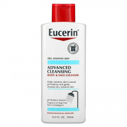 Eucerin, Advanced Cleansing, очищающее средство для тела и лица, без отдушек, 500 мл (16,9 жидких унций)