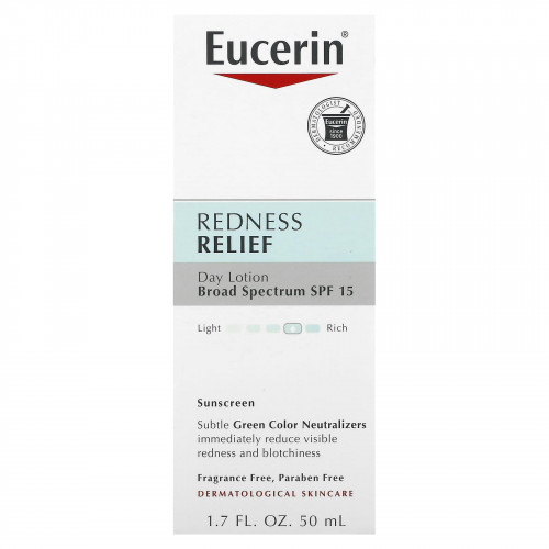 Eucerin, средство от покраснений, ежедневный лосьон с солнцезащитным фактором SPF 15, улучшающий состояние кожи, без отдушки, 50 мл (1,7 жидк. унции) (Товар снят с продажи) 