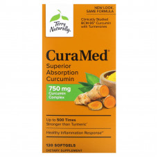 Terry Naturally, CuraMed, куркумин для превосходной усвояемости, 750 мг, 120 мягких таблеток