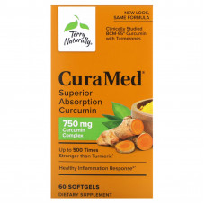 Terry Naturally, CuraMed, куркумин для превосходной усвояемости, 750 мг, 60 мягких таблеток