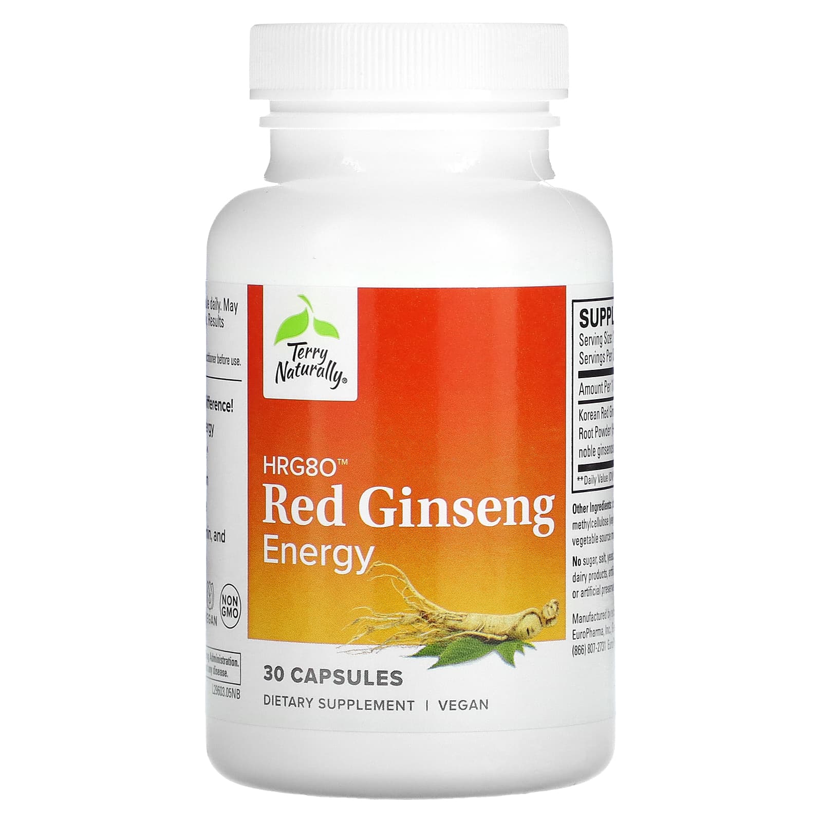 Terry Naturally, HRG80 Red Ginseng Energy, 30 капсул