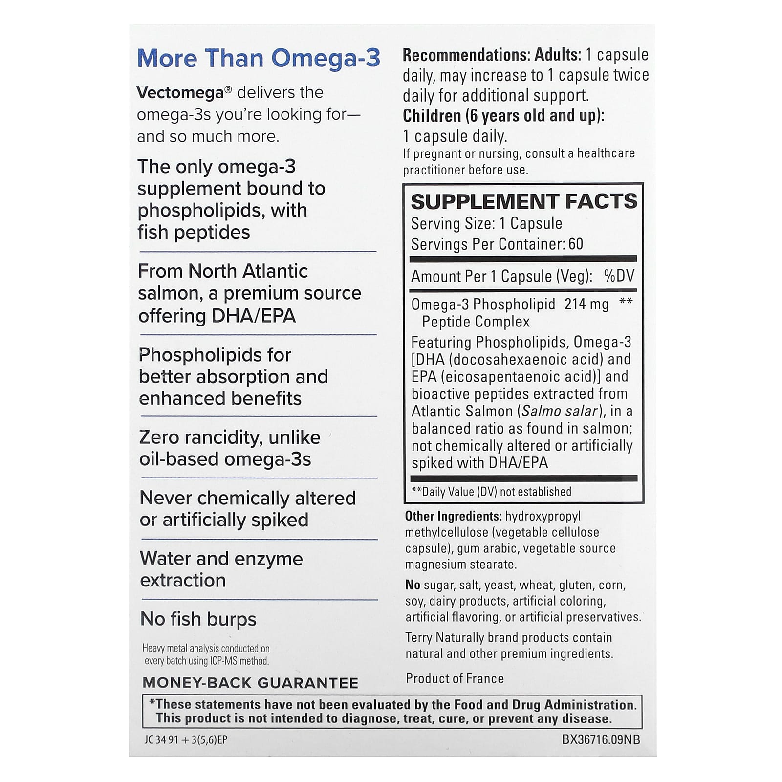 Terry Naturally, Vectomega, Лосось Омега-3 EPA / DHA, 60 капсул