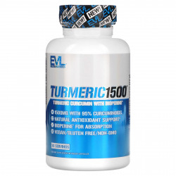 EVLution Nutrition, Turmeric1500, куркумин с экстрактом черного перца Bioperine, 90 вегетарианских капсул