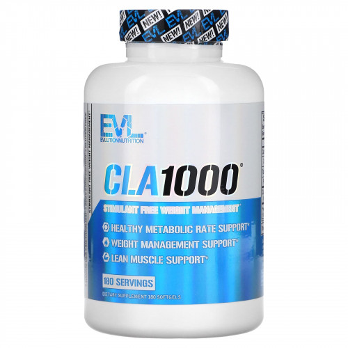 EVLution Nutrition, CLA1000, добавка для коррекции веса без стимуляторов, 180 капсул