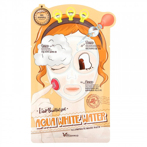 Elizavecca, Aqua White Water Illuminate Beauty Mask Pack, 10 шт., 25 г (0,85 жидк. Унции)