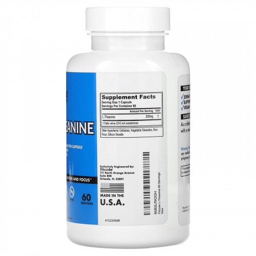 FITCODE, L-теанин, 200 мг, 60 растительных капсул