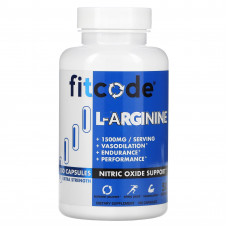 FITCODE, L-аргинин, повышенная сила действия, 750 мг, 100 капсул