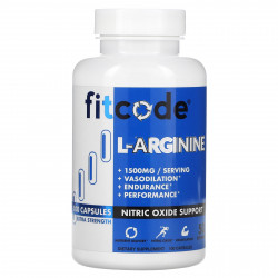 FITCODE, L-аргинин, повышенная сила действия, 750 мг, 100 капсул