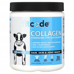 FITCODE, Collagen, гидролизованный коллаген типов I и III, без добавок, 220 г (7,76 унции)