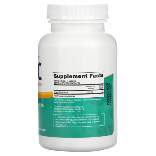 Fairhaven Health, NAC для мужчин и женщин, 500 мг, 90 капсул
