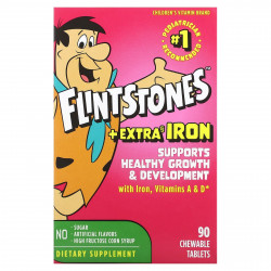 Flintstones, Мультивитамины для детей, с дополнительным содержанием железа, 90 жевательных таблеток