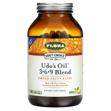 Flora, Udo's Choice, смесь Udo's Oil 3, 6, 9, 180 вегетарианских капсул